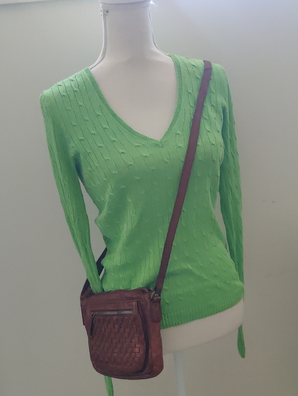 Vilenca Holland Women’s Woven Leather Crossbody Bag Brown Vintage Inspired Y2K